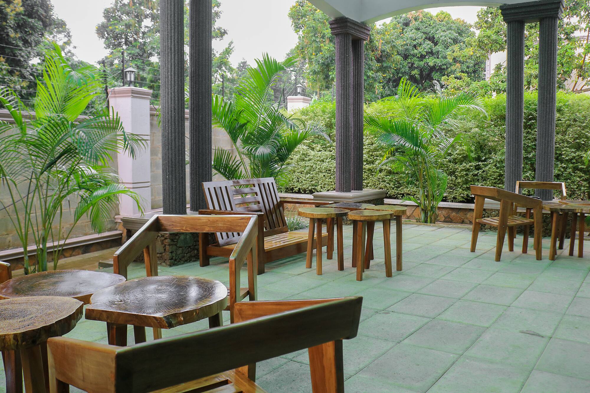 The leafy courtyard at Hati Residences